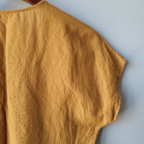 Madewell Linen Blend Mustard Wrap Cropped Blouse Size Small - Picture 12 of 16